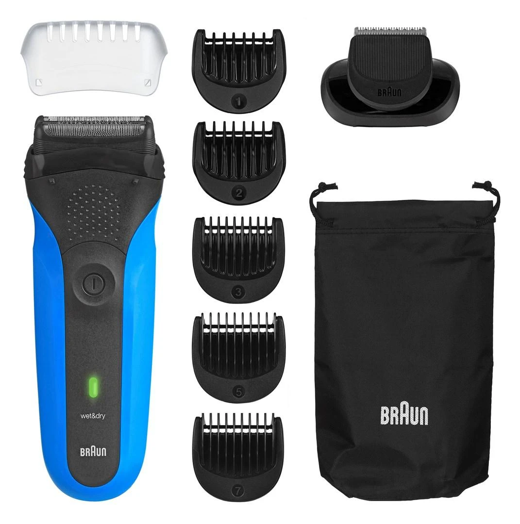 Barzdaskutė Braun Series 3 310BT Skustuvas Apkarpymo mašinėlė Juoda, Mėlyna