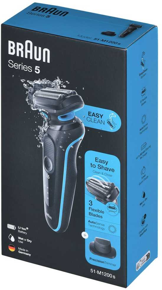 Braun | Shaver | 51-M1200s | Operating time (max) 50 min | Wet & Dry | Juodas/Mint