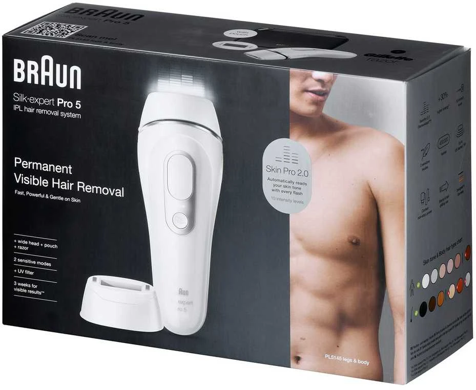 Braun Silk-expert Pro 5 PL5145 IPL balta ir-sidabrinė