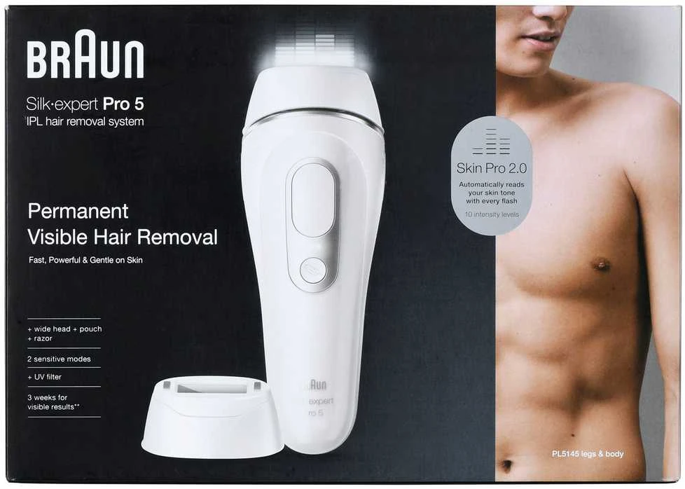 Braun Silk-expert Pro 5 PL5145 IPL balta ir-sidabrinė