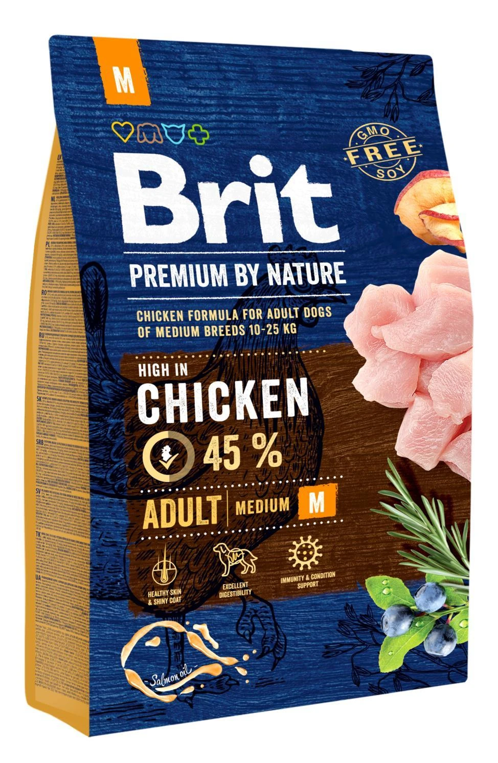 BRIT Premium by Nature Adult M - sausas šunų maistas vištiena - 8kg