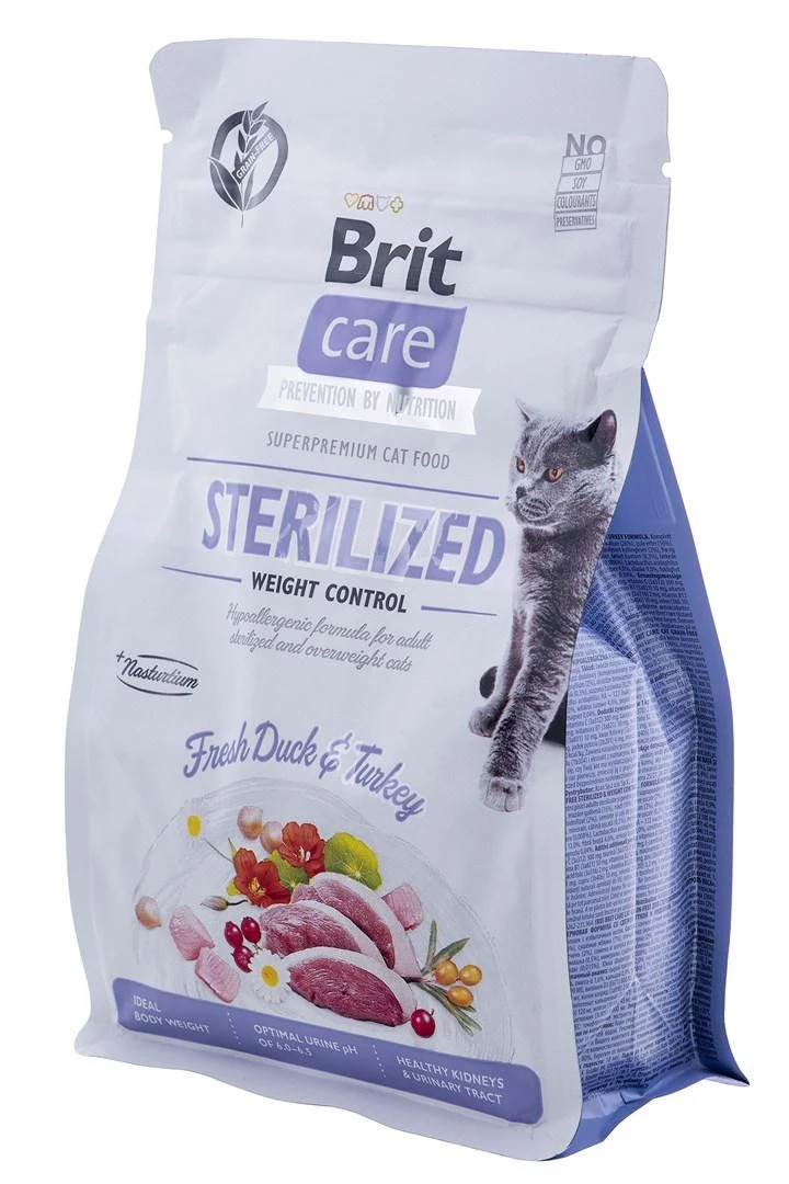 Sausas Kačių Maistas - Brit Care Be Grūdų Sterilizuotoms Katėms Svorio Kontrolei, 400g