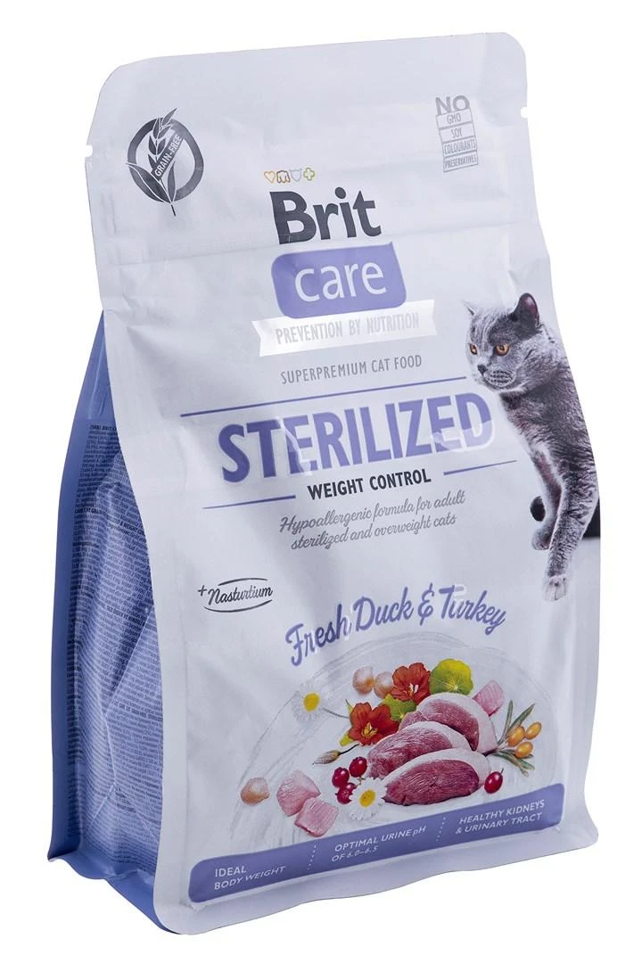 Sausas Kačių Maistas - Brit Care Be Grūdų Sterilizuotoms Katėms Svorio Kontrolei, 400g
