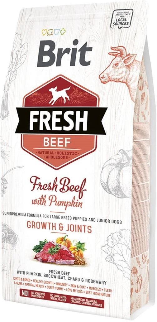 Brit Fresh Dog Jautiena su moliūgas Puppy Large 2,5kg