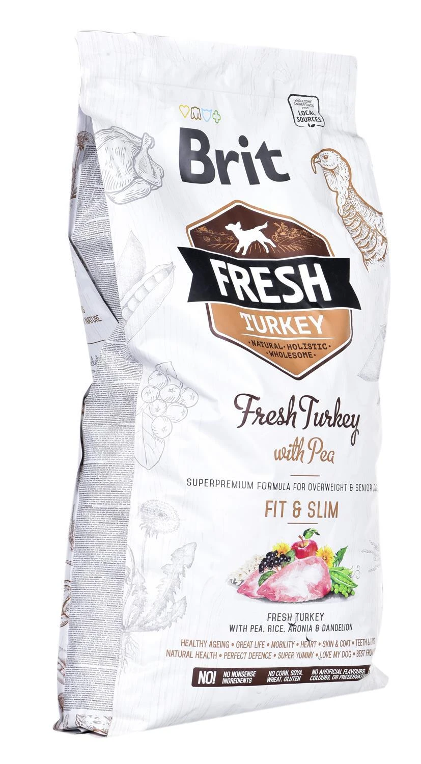 Brit Fresh Dog su kalakutiena ir žirniais Light Fit&Slim 12kg