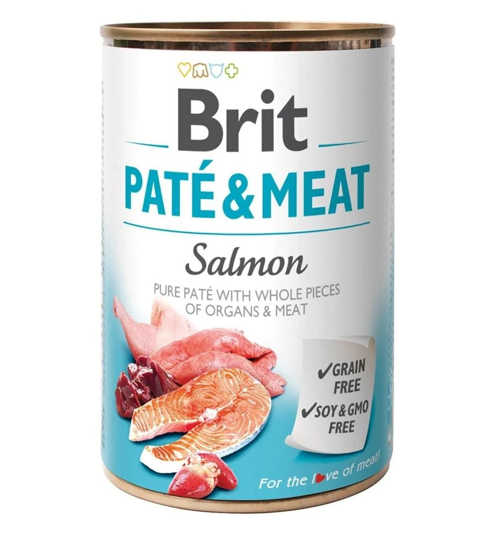 BRIT Paté & Meat su lašiša - šlapias šunų maistas - 400g