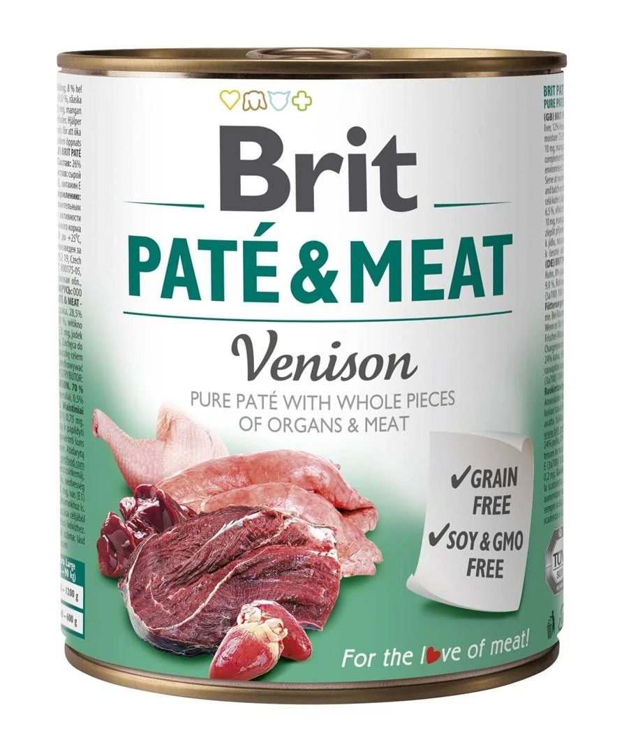Drėgnas Šunų Maistas - BRIT Paté & Meat Su Elniena 800g