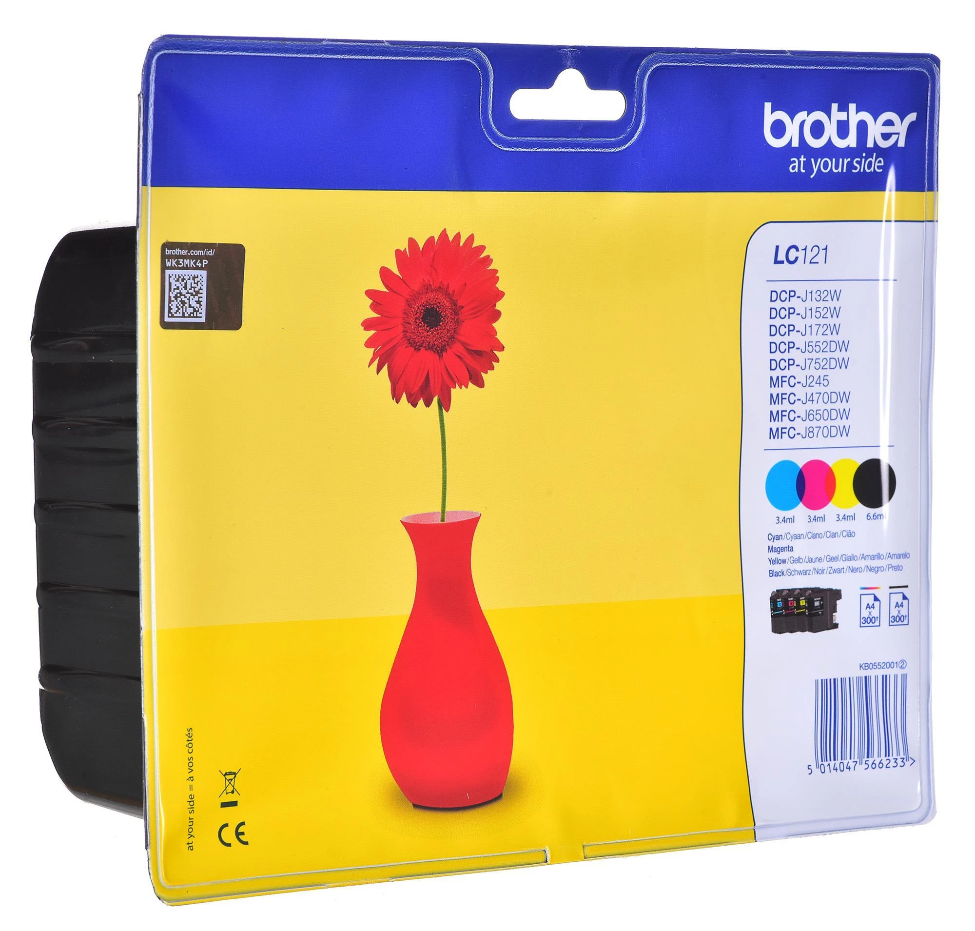 Brother LC-121 Multipack Ink Cartridge, Juodas, Cyan, Magenta, Geltona