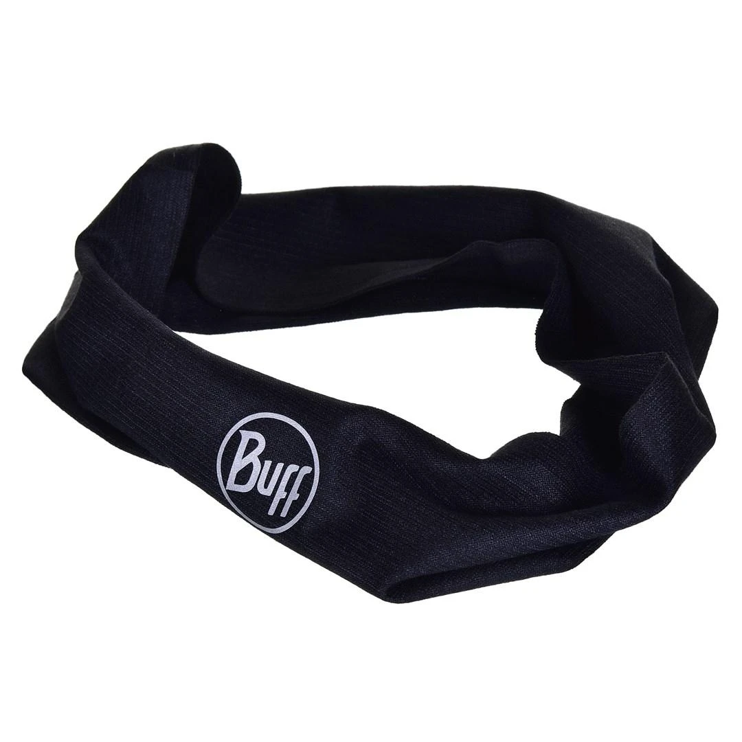 Kepurė Buff Coolnet UV plati galvos juosta, vientisa juoda