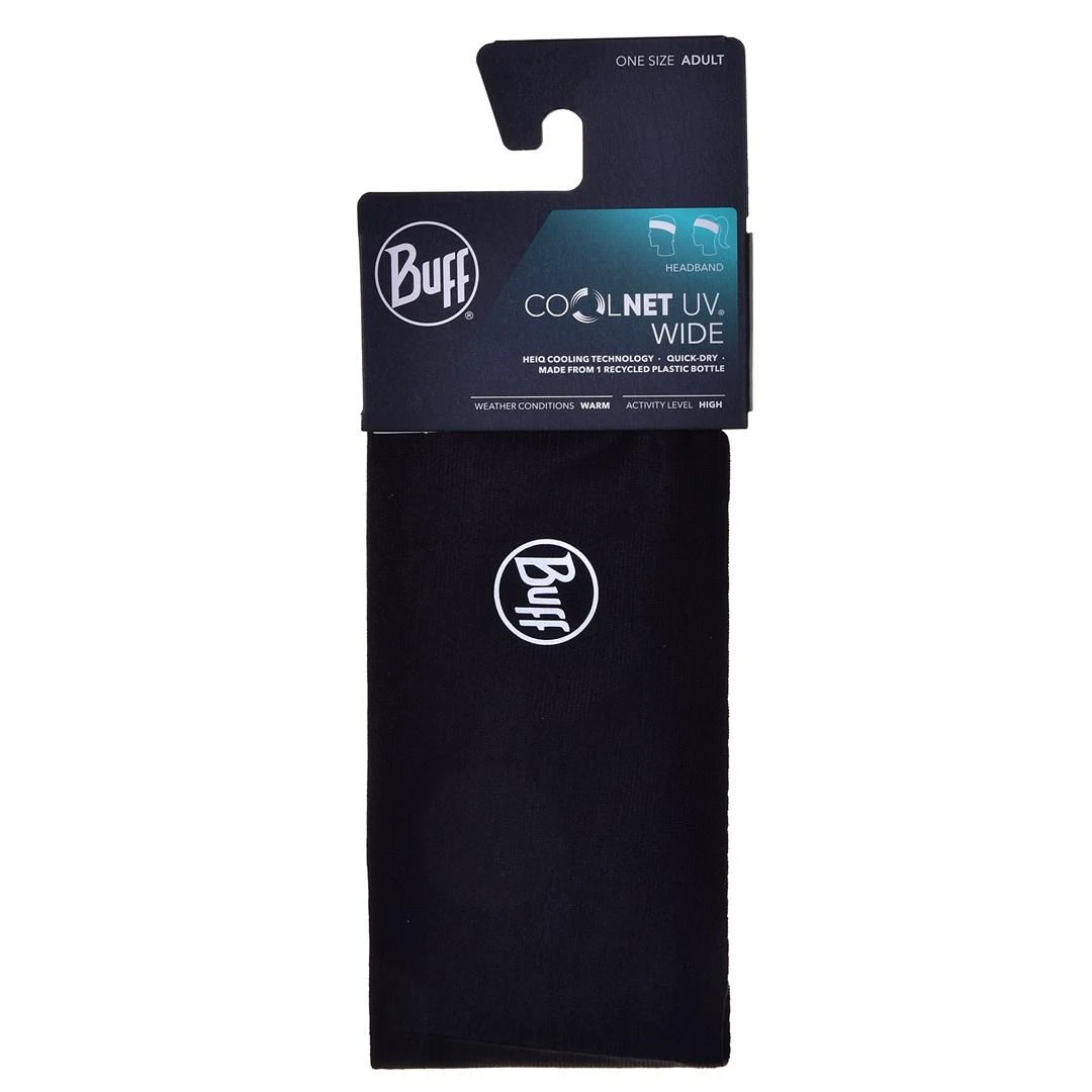 Kepurė Buff Coolnet UV plati galvos juosta, vientisa juoda