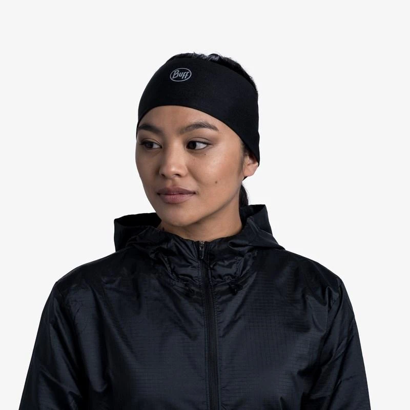 Kepurė Buff Coolnet UV plati galvos juosta, vientisa juoda
