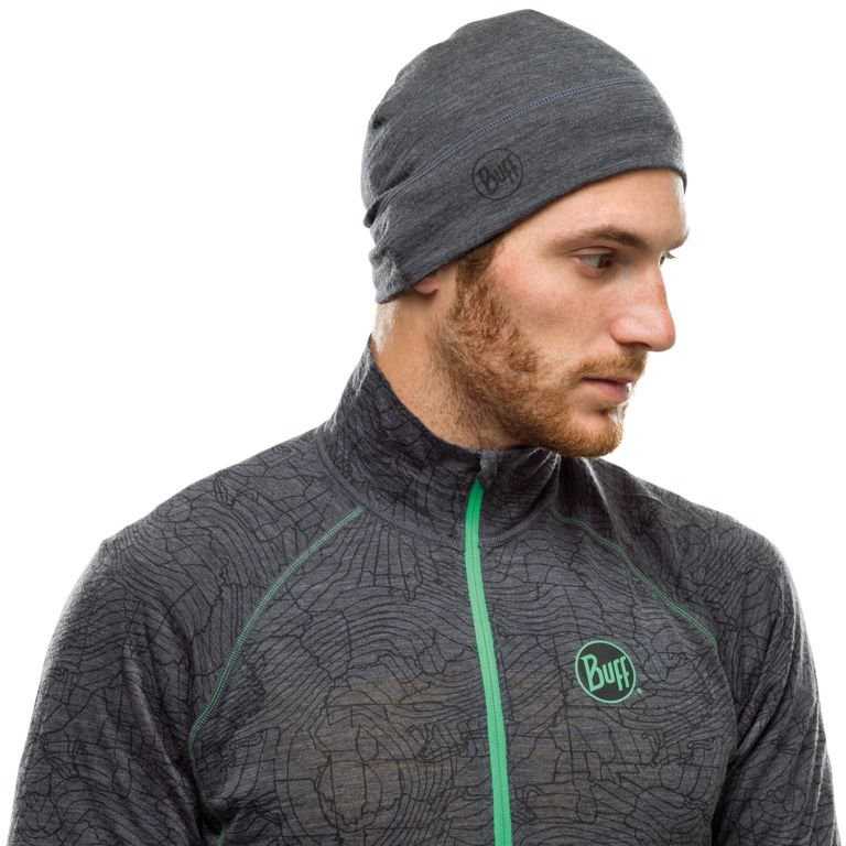 BUFF MERINO LIGHTWEIGHT BEANIE SOLID Pilkas vieno dydžio kepurėlė Standartinė
