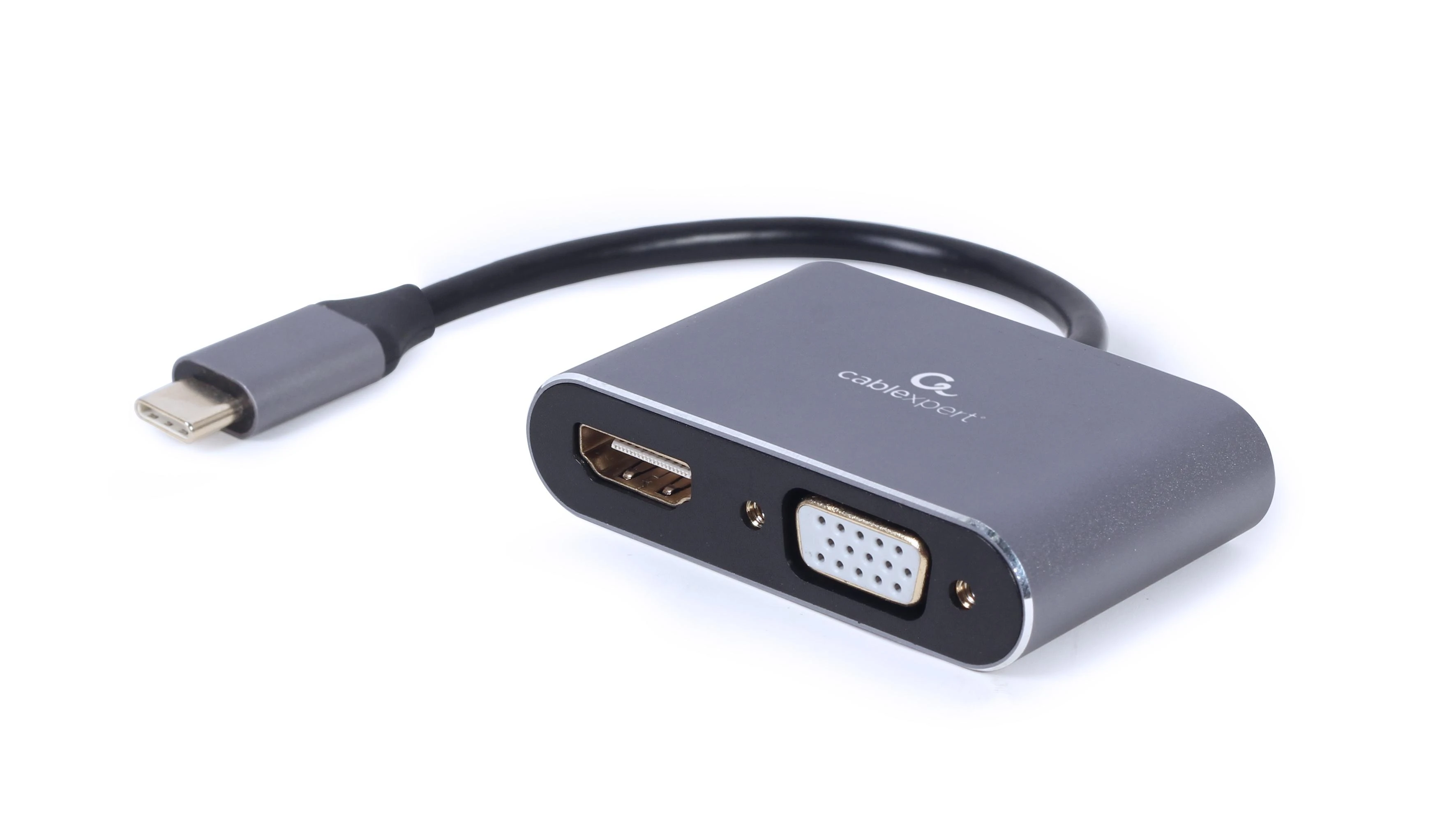 USB-C į HDMI ir VGA adapteris su jungčių bloku