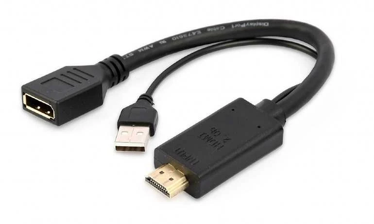 HDMI į DisplayPort adapteris su USB maitinimo jungtimi