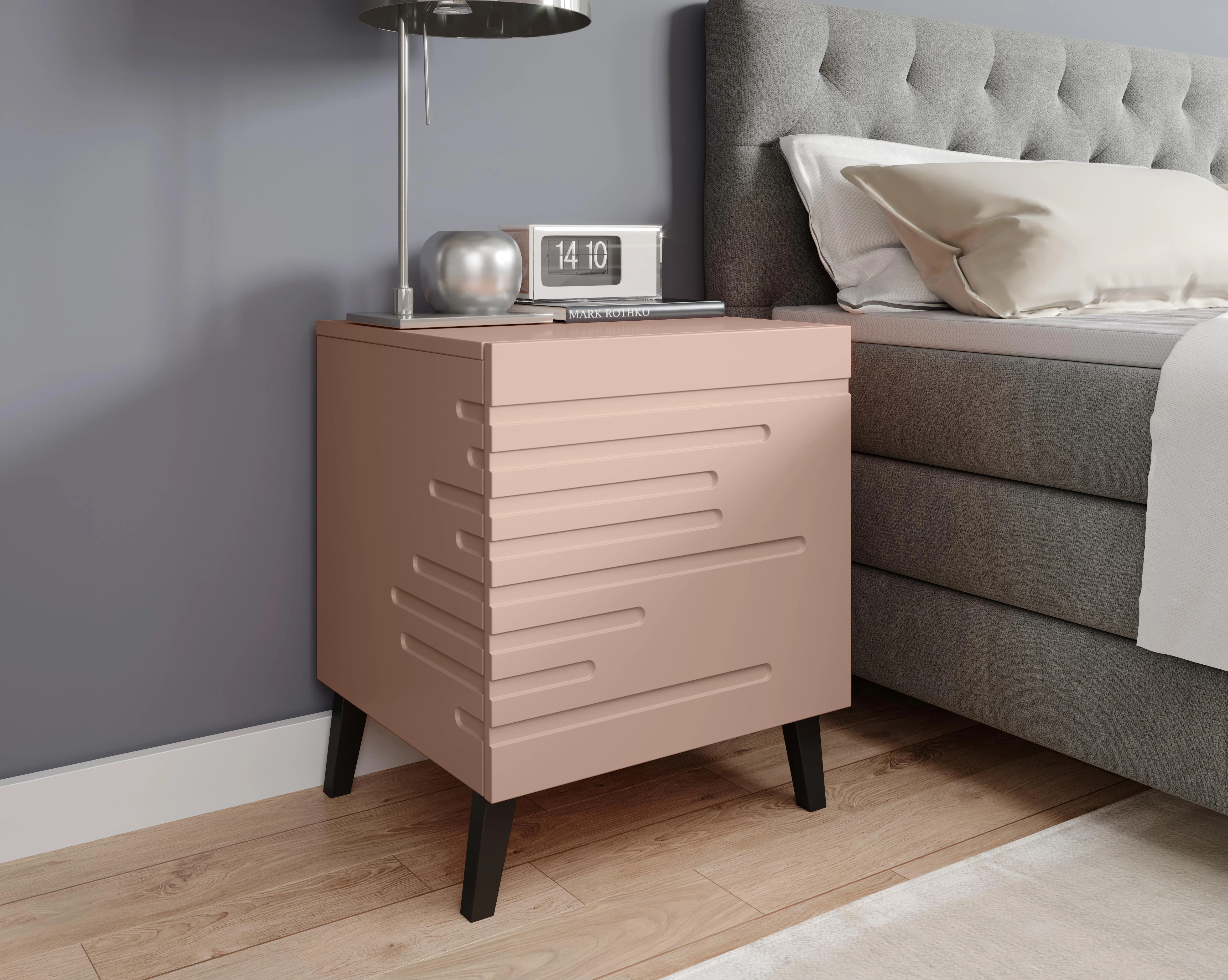 Cama Meble Naktinis Staliukas - NOVA 1 Stalčius Rožinis Matinis