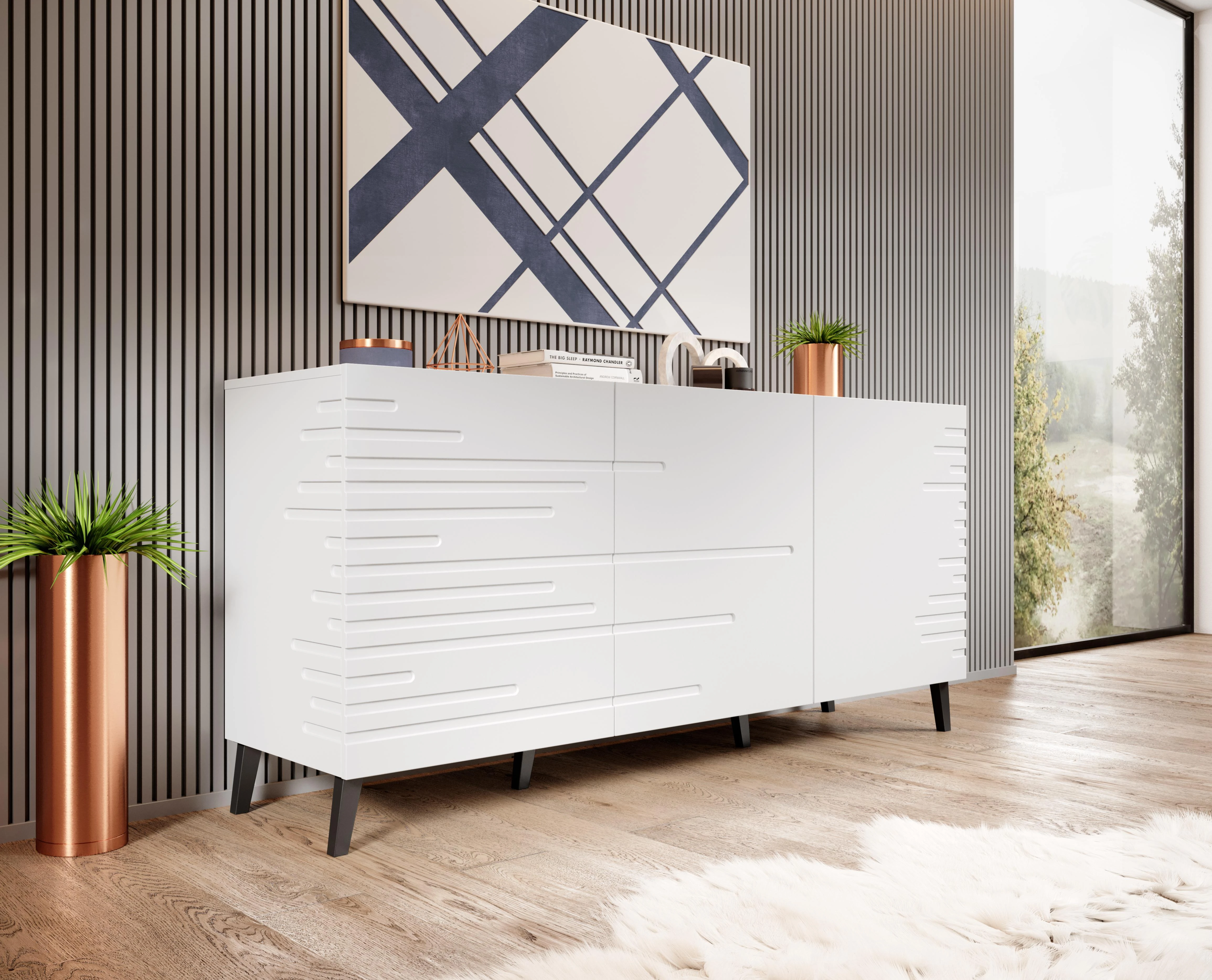 Cama Meble Baldas - Komoda Nova 155x40x72 Balta Matinė