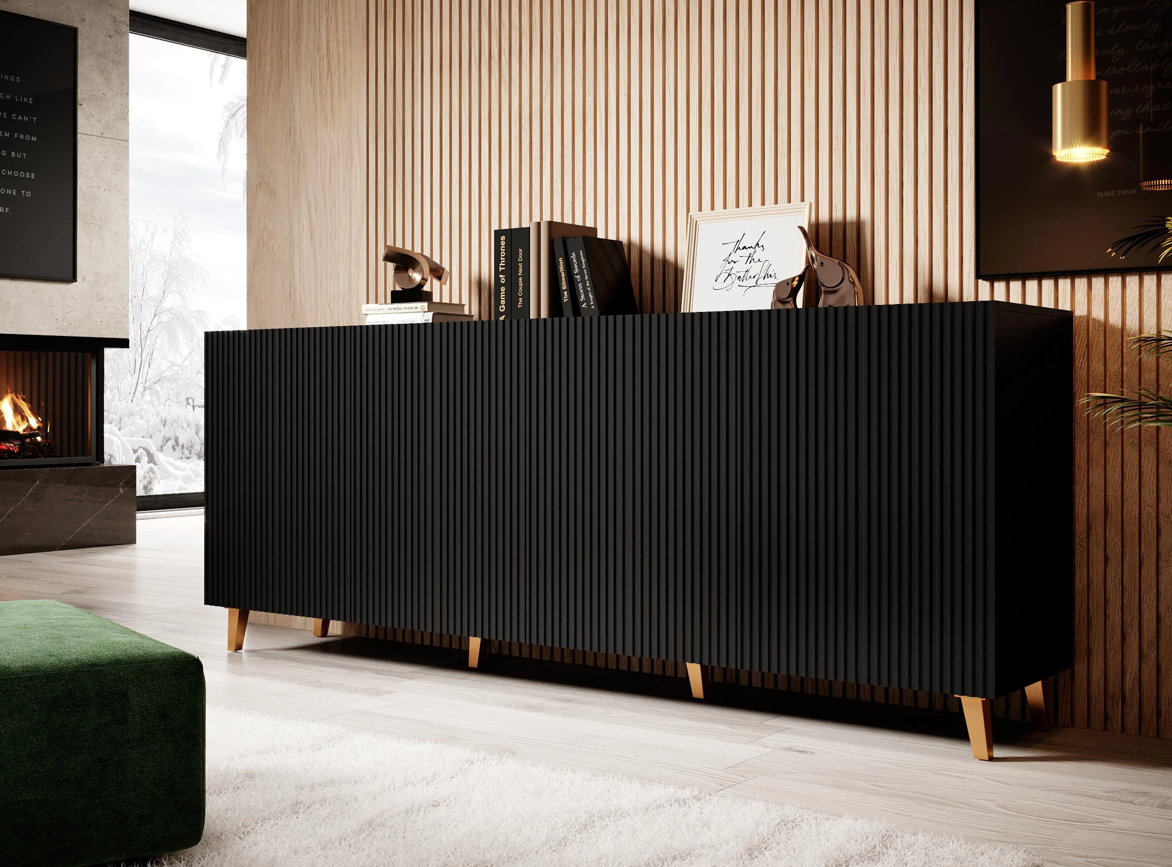 Cama Meble Kompaktiškas Staliukas - Cama Pafos 200x42x82 Juodas