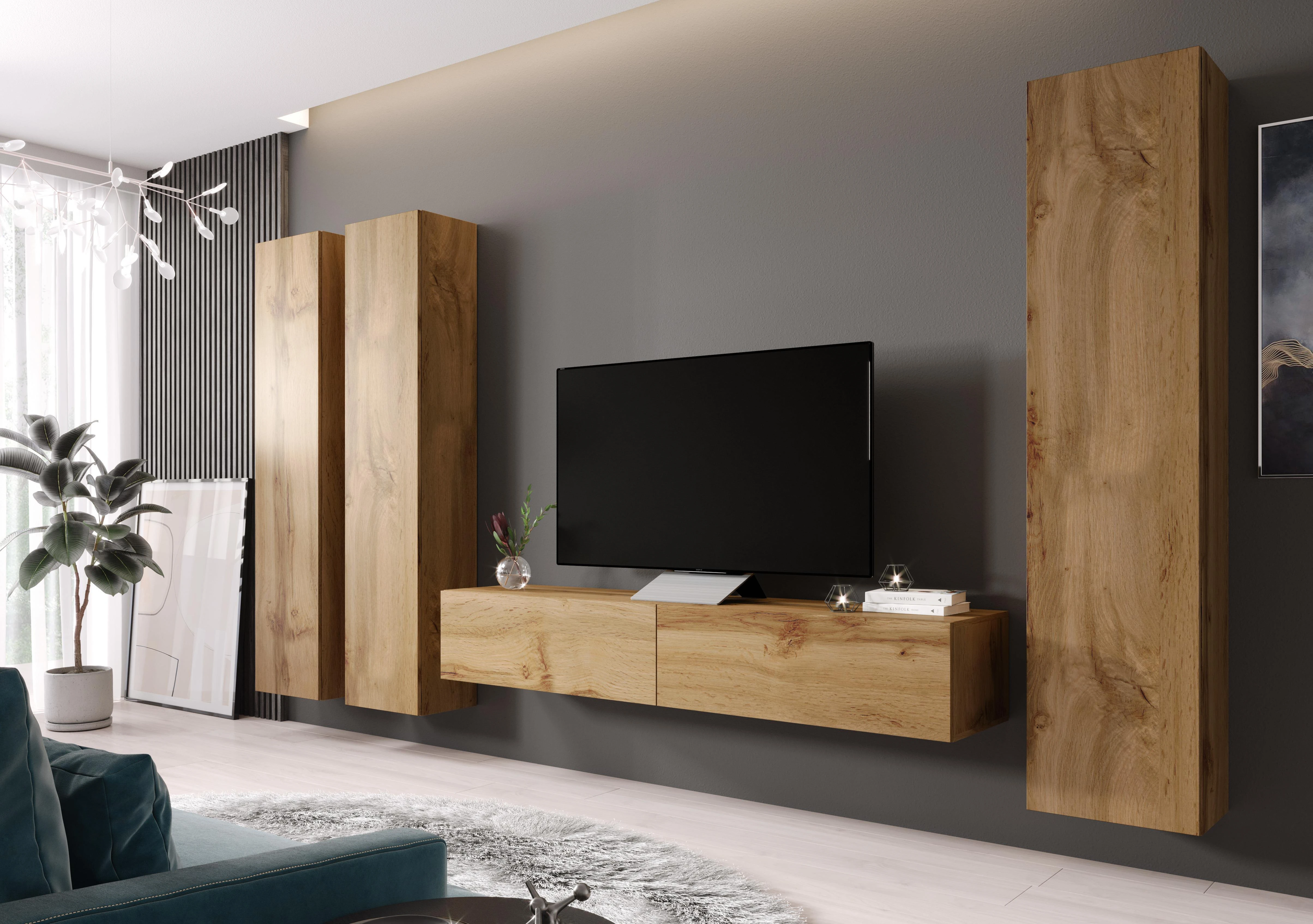 Cama Meble Sieninė lentyna VIGO '180', 180/40/30, (spalva: Votan ąžuolas)