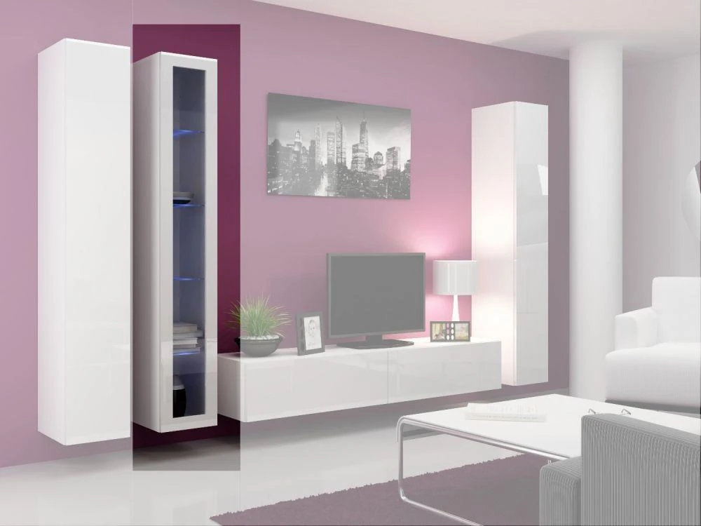 Cama sieninė lentyna VIGO '180' 180/40/30 (spalva: balta/blizgi balta)