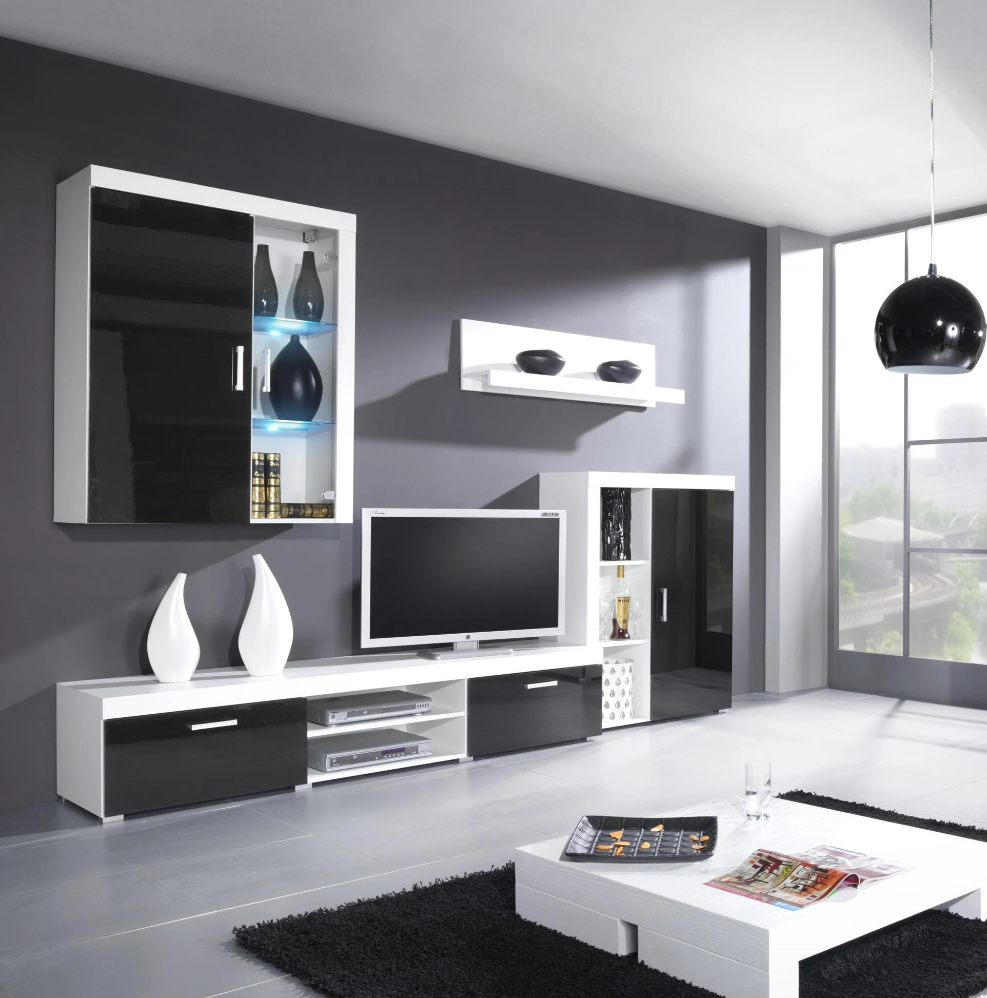 Cama Meble Cama hanging display cabinet SAMBA baltas/juodas gloss