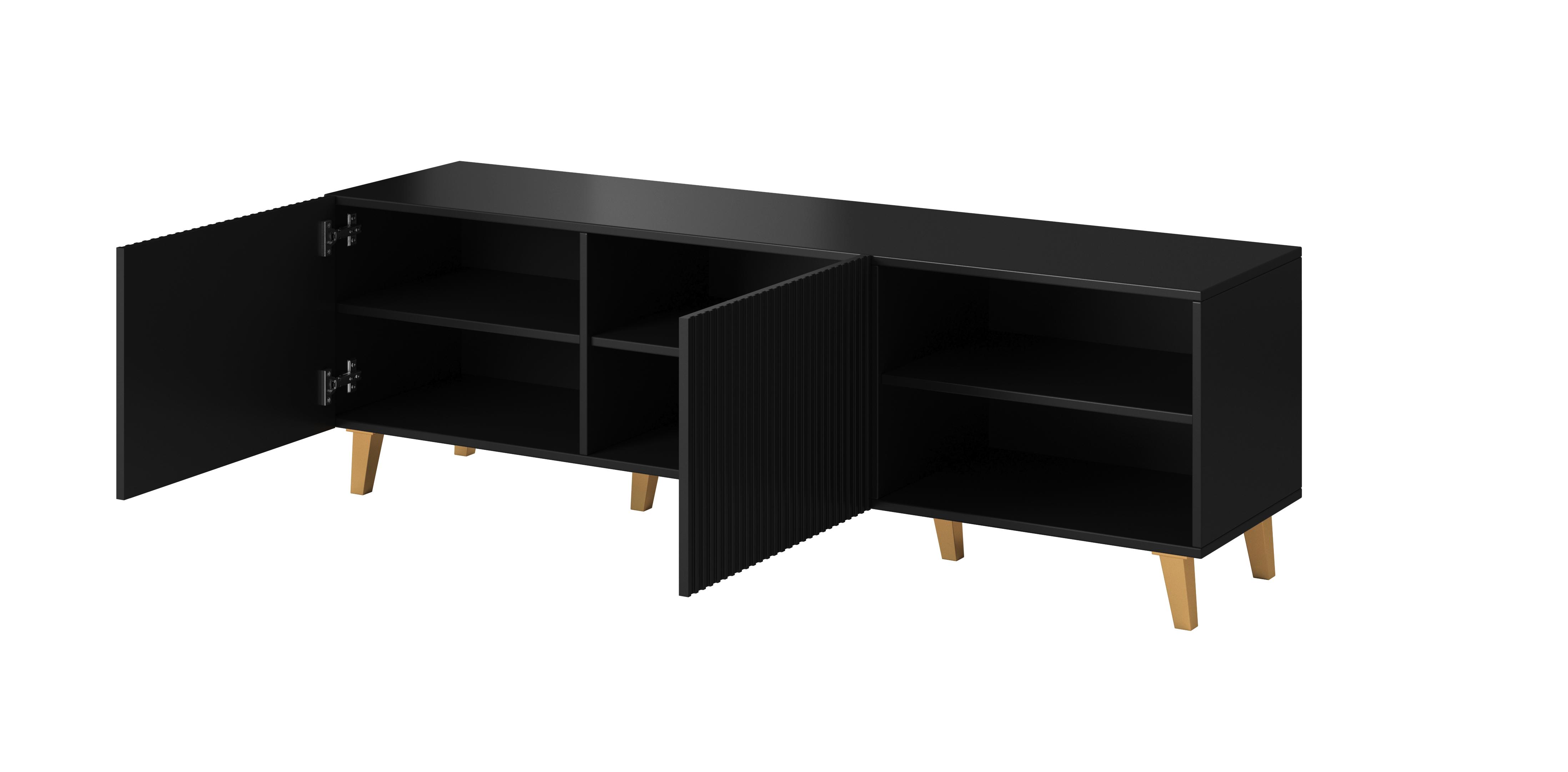 Cama Meble TV Spintelė - Pafos 150x42x52, Juoda Matinė