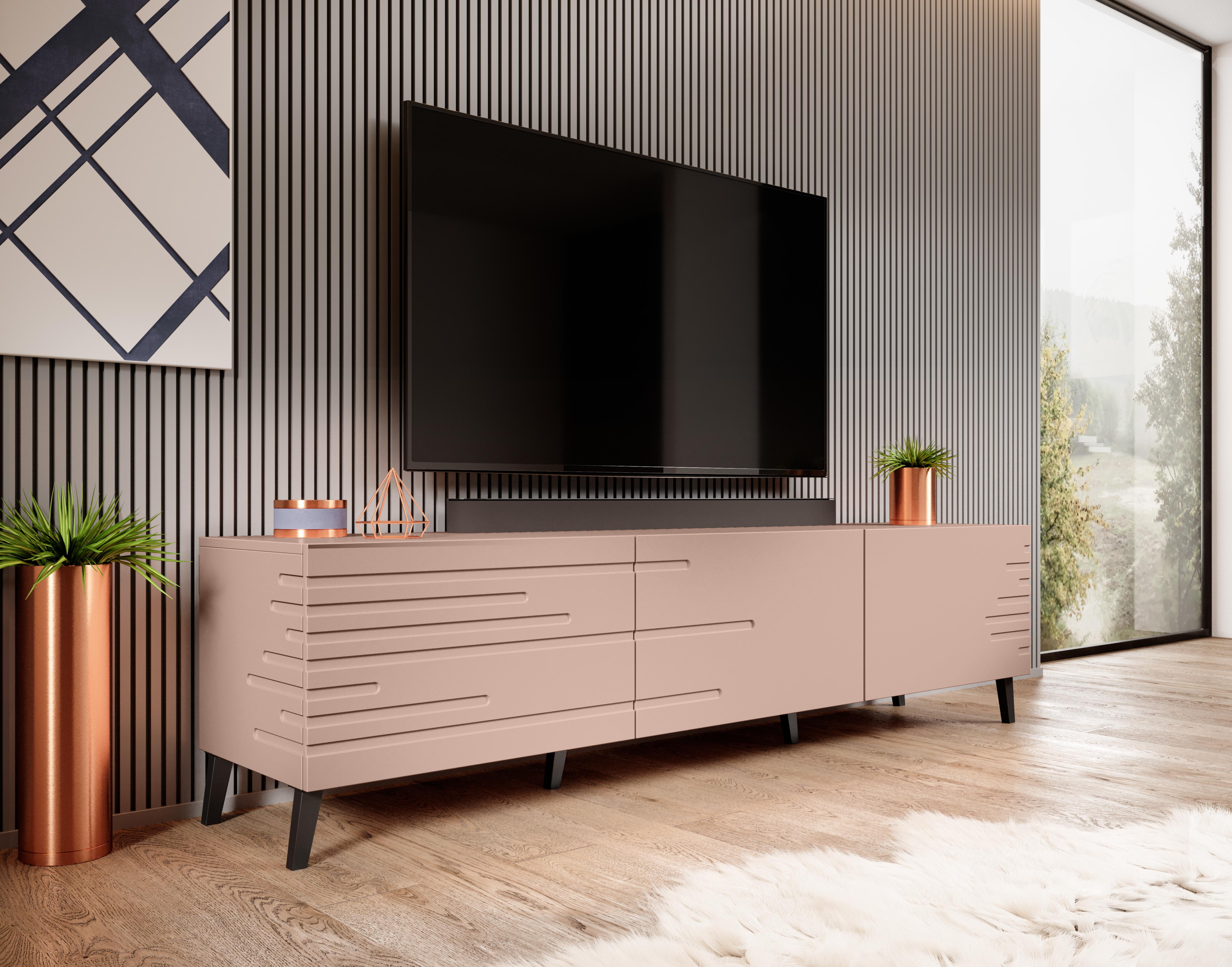 TV staliukas Cama Meble Spintelė - Cama RTV Nova 186x40x48 Rožinė