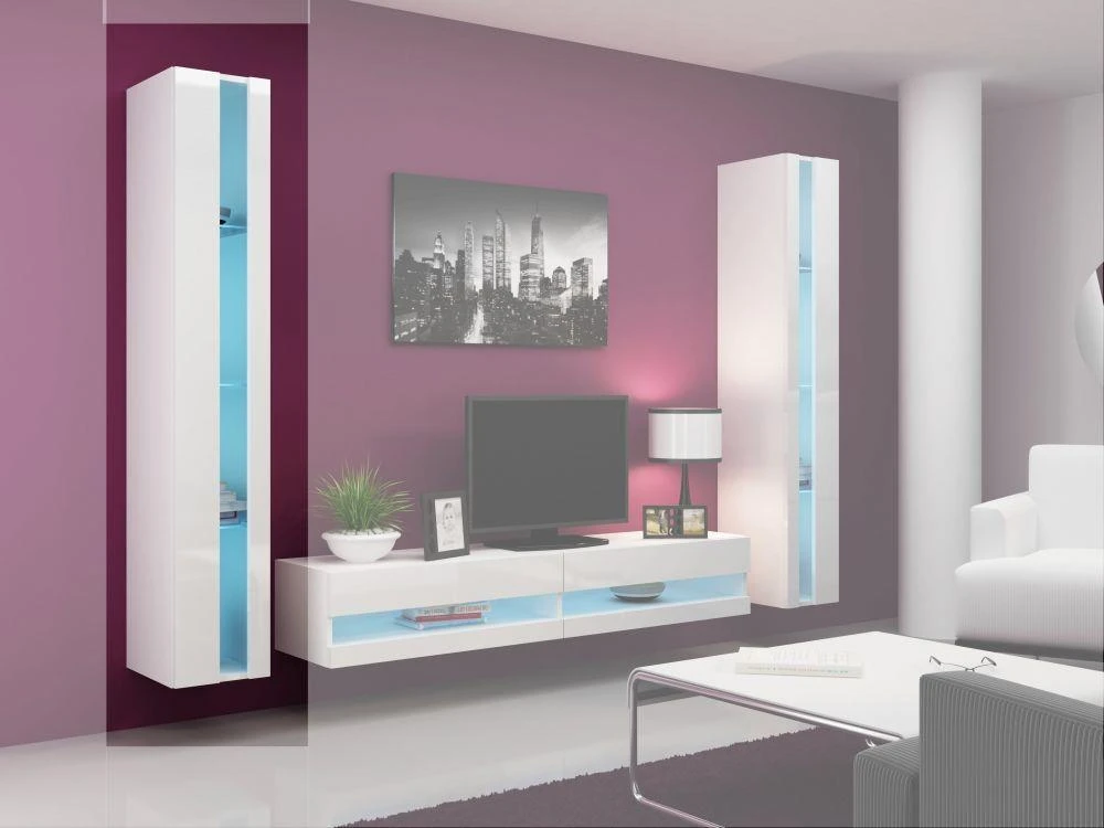 Cama sieninė lentyna VIGO NEW 180/40/30 (spalva: balta/blizgi balta)