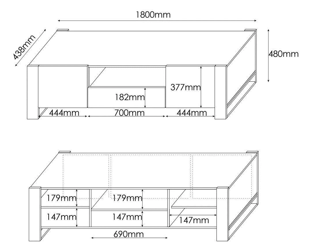 TV staliukas Cama Meble Televizoriaus stovas - Cama Evora 200 Blizgus Wenge/Pilkas