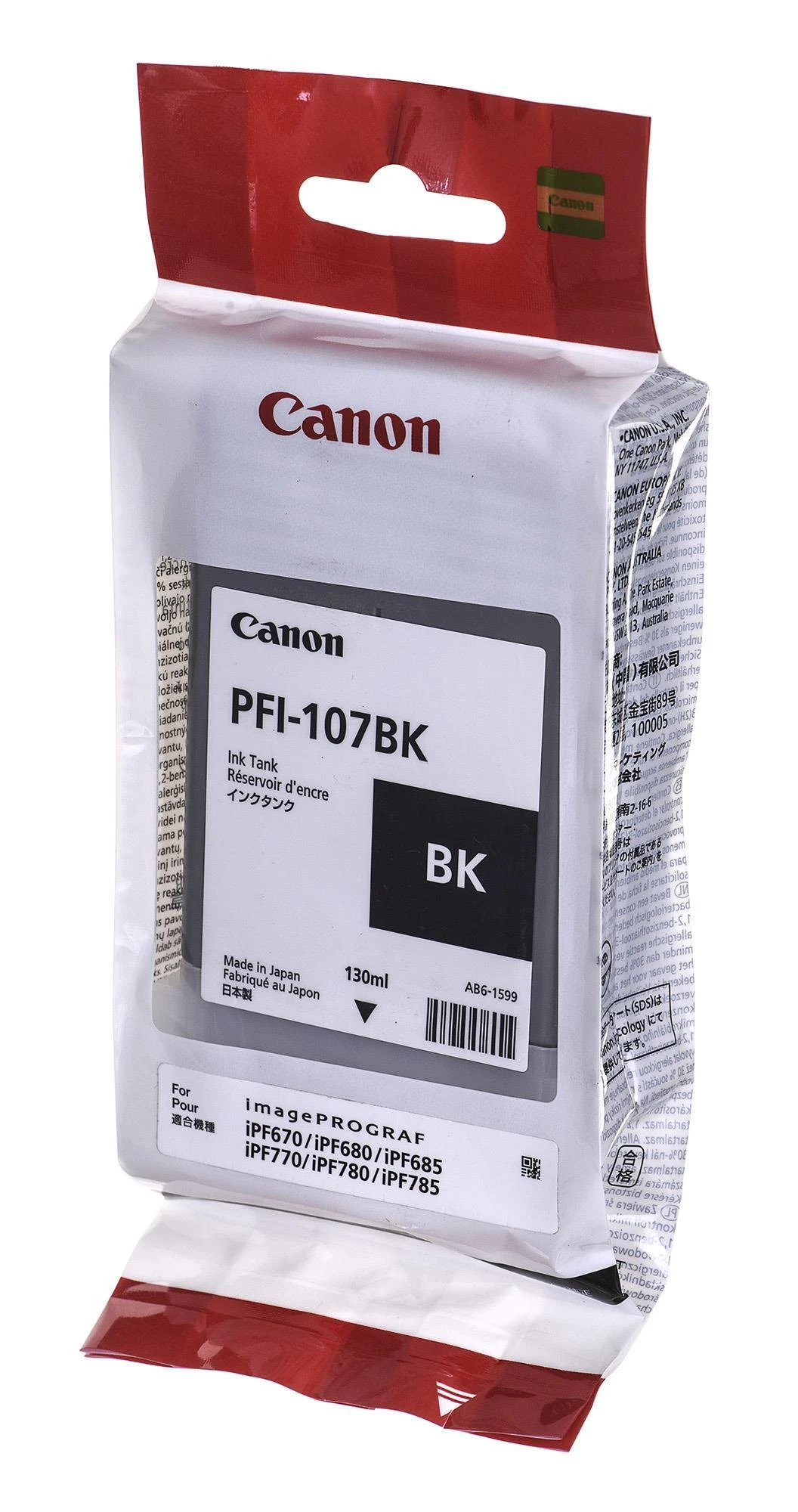 Rašalas Canon PFI107BK juodas | 130ml | iPF68X, 78X