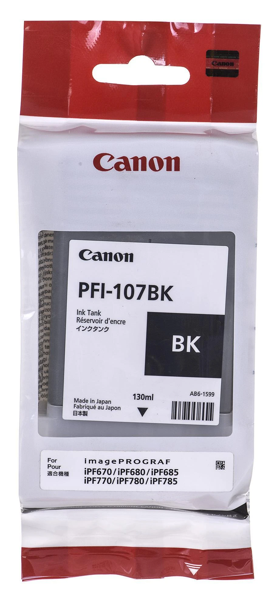 Rašalas Canon PFI107BK juodas | 130ml | iPF68X, 78X