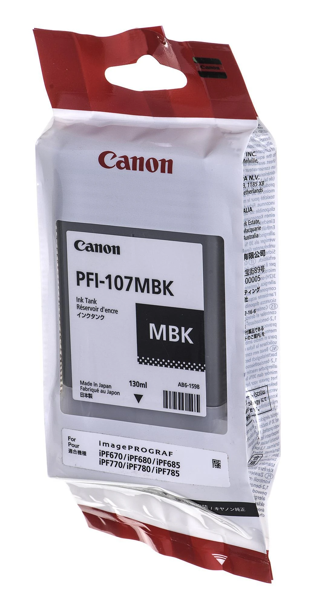 Rašalinė Canon PFI107MBK matte juodas | 130ml | iPF68X, 78X