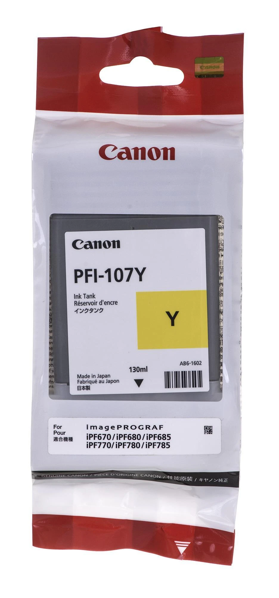 Rašalas Canon PFI107Y geltona | 130ml | iPF68X, 78X