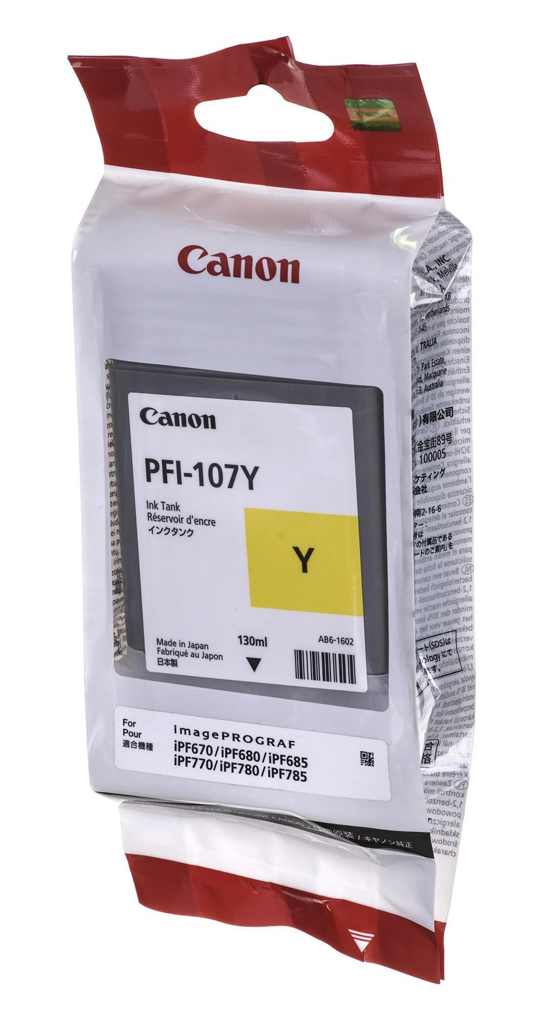 Rašalas Canon PFI107Y geltona | 130ml | iPF68X, 78X