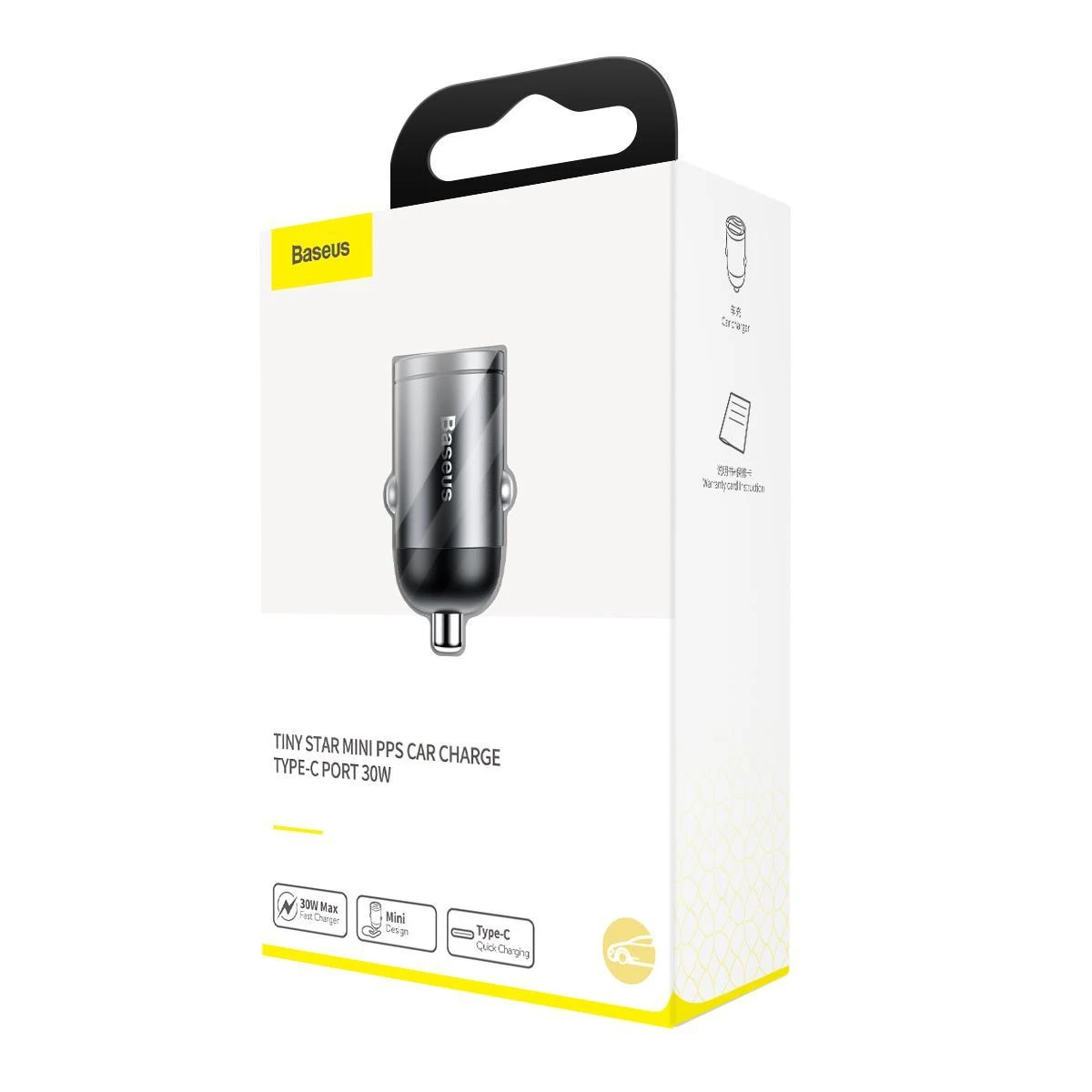 Įkroviklis automobilinis Baseus Tiny Star Mini Quick Charge Type-C to lightning 18W su 1m laidu pilkos spalvos TZVCHX-0G