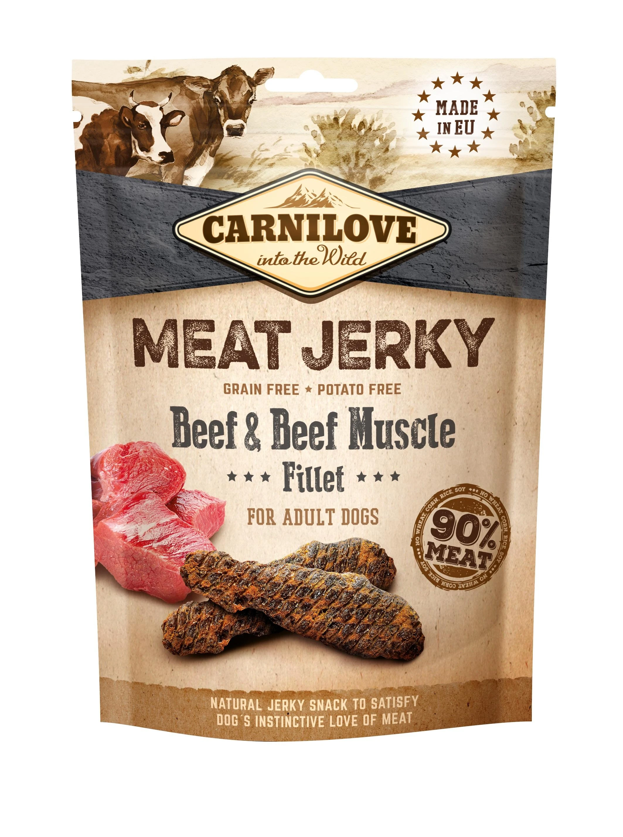Carni Love CARNILOVE šunų skanėstas Jerky jautiena su jautienos raumenų filė 100 g