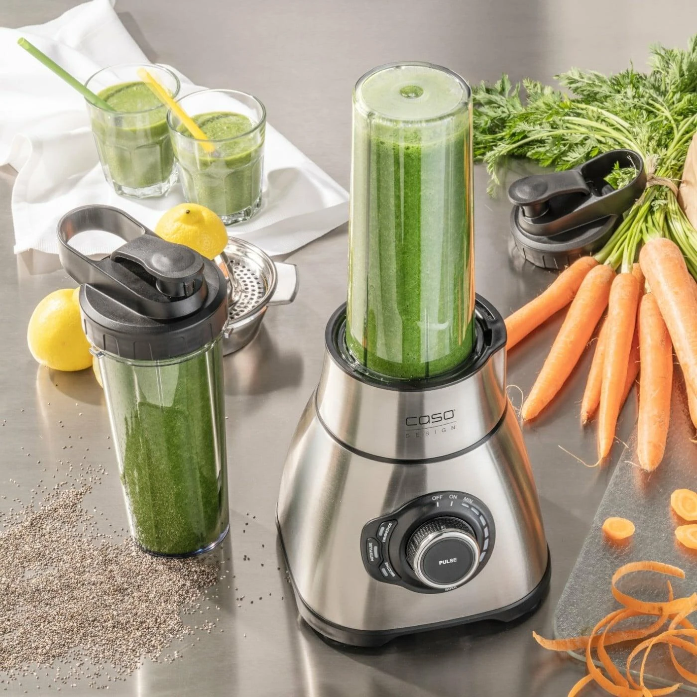 Caso | Maišytuvas | B1800 | Tabletop | 1800 W | Jar material Glass | Jar capacity 1.75 L | Ice crushing | Mini chopper | Nerūdijantis plienas