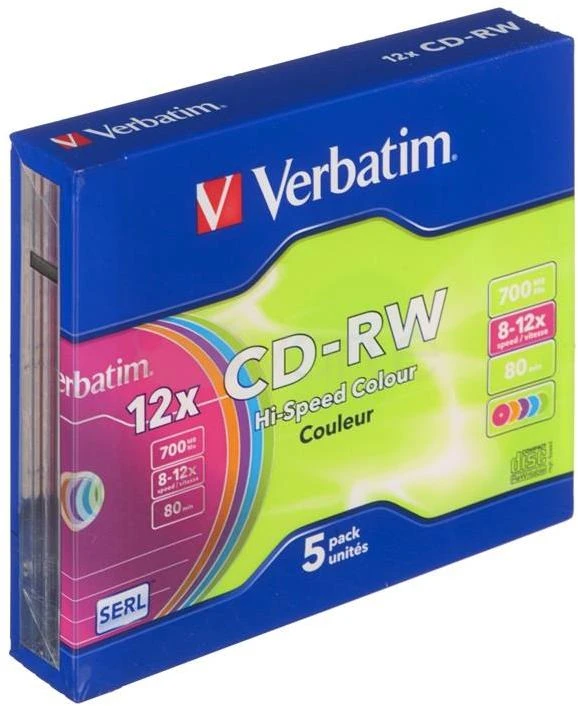 Verbatim CD-RW Color 12x 700 MB 5 vnt