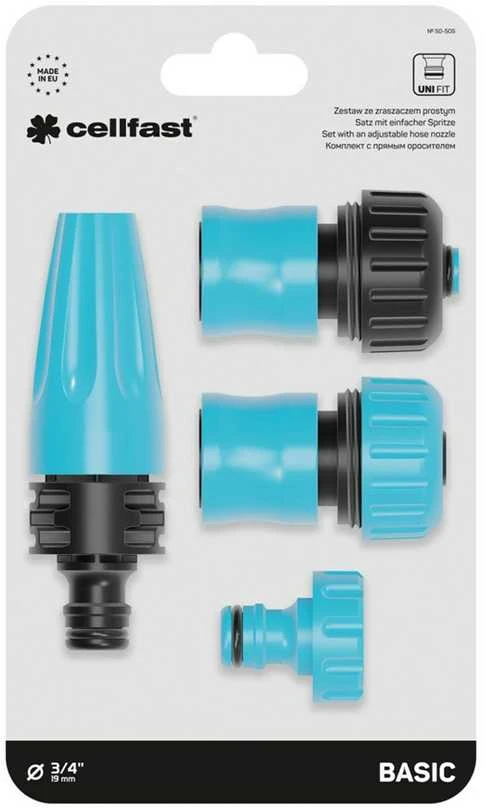CELLFAST Rinkinys ZRASZAJĄCY ZRASZACZ 3/4" + 2x SZYBKOZŁĄCZE + PRZYŁĄCZE