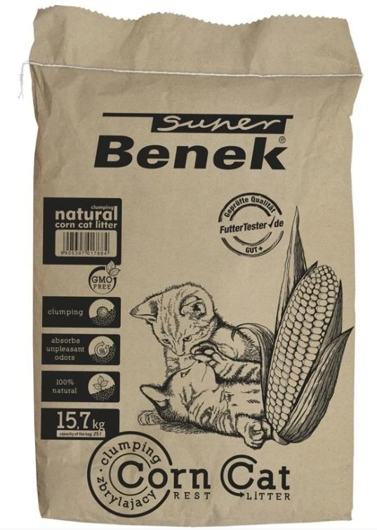 Certech Super Benek Corn Cat - Kukurūzų kačių kraiko suspaudimas 25 l