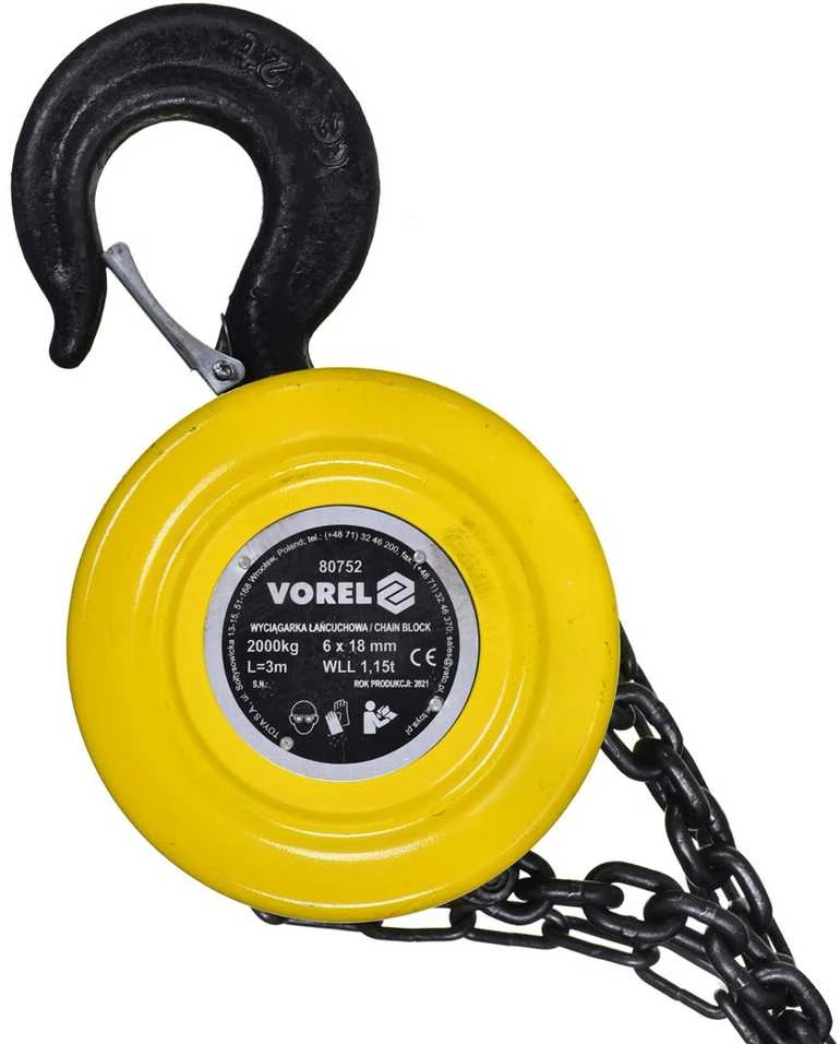 VOREL Grandininė gervė, 2000 kg, plienas, geltonas, 80752