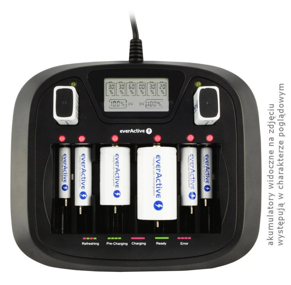 everActive universalus 4 etapų AA AAA C D 9V elementų įkroviklis NC-900U