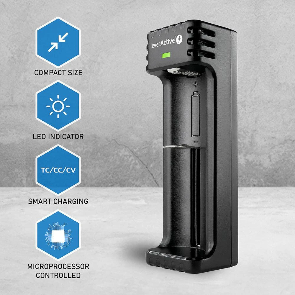 everActive universalus 1 x Li-ion akumuliatorių kroviklis LC100