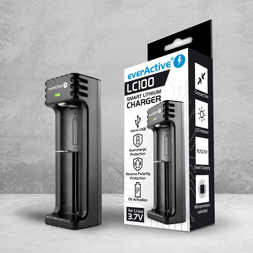 everActive universalus 1 x Li-ion akumuliatorių kroviklis LC100