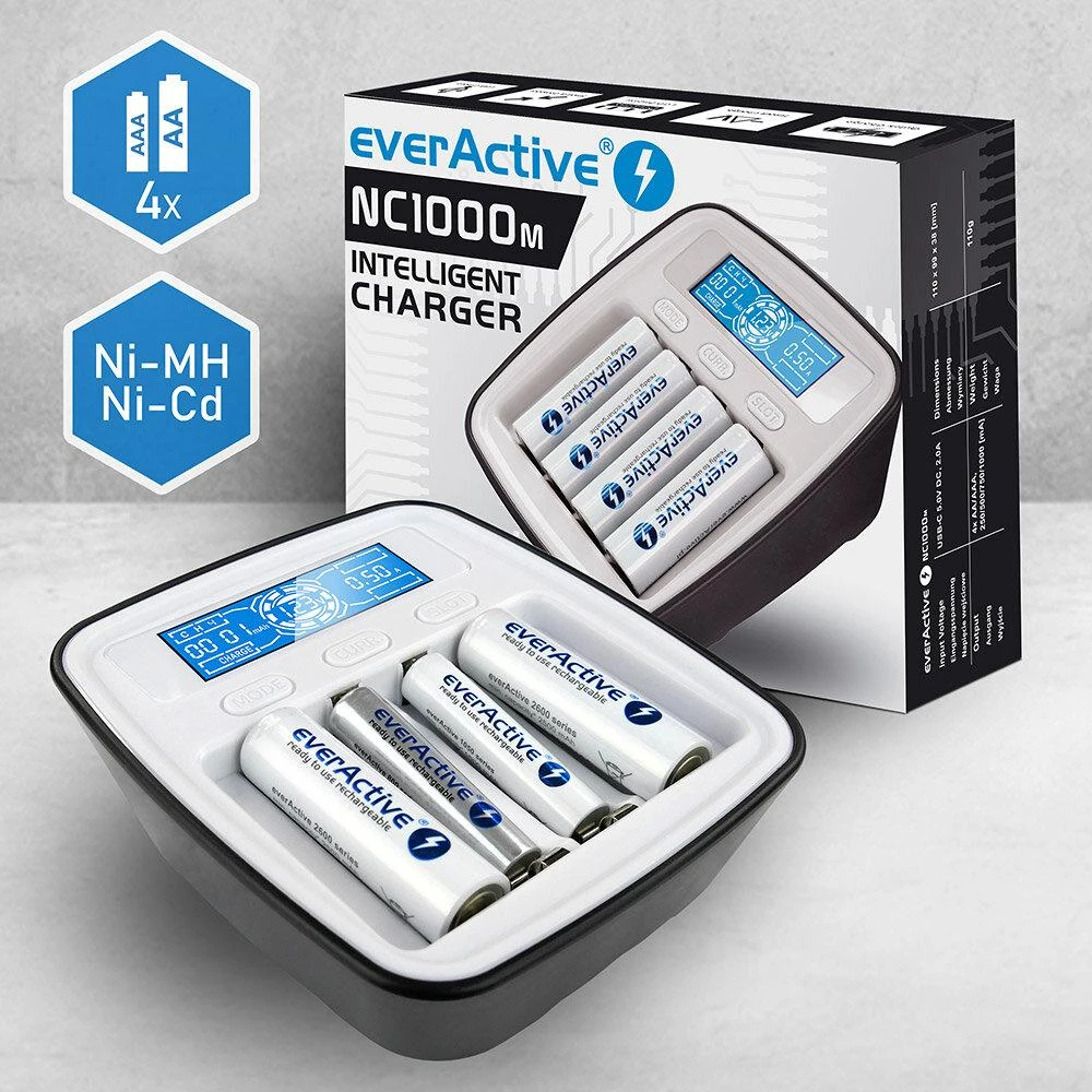 everActive profesionalus AA/AAA elementų įkroviklis NC-1000M