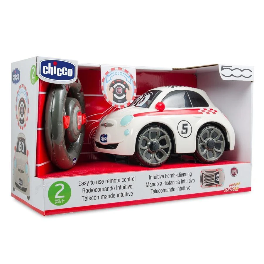 Chicco Žaislinis baltas Fiat 500 su nuotolinio valdymo pultu vairu