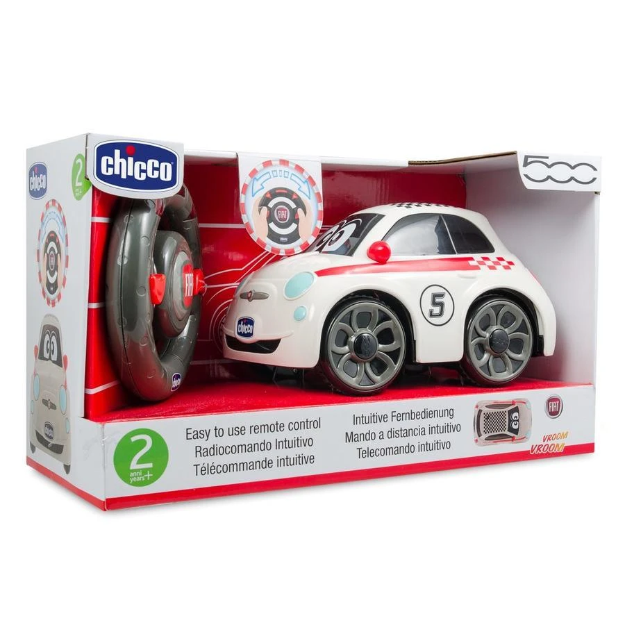 Chicco Žaislinis baltas Fiat 500 su nuotolinio valdymo pultu vairu