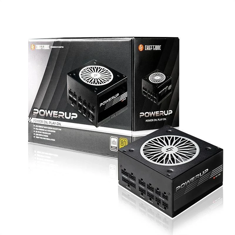 CHIEFTEC PowerUp 850W ATX 12V 80 Plus Gold 12cm tylus ventiliatorius pilnai modulinis maitinimo šaltinis