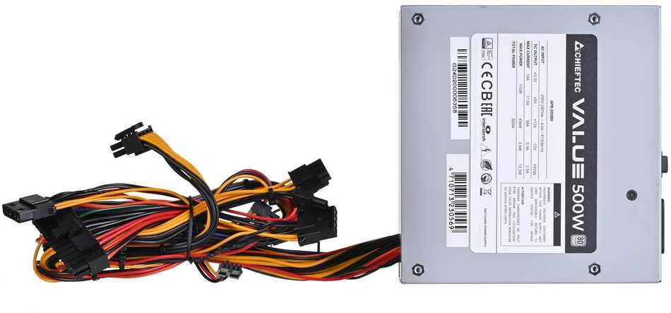CHIEFTEC Value 500W efficacity 80p.c. ATX 12V 2.3 Cables 1x20+4PIN ATX 3xSATA 2xMolex 1x4PIN 12V 1x8PIN 6 + 2 PCIe
