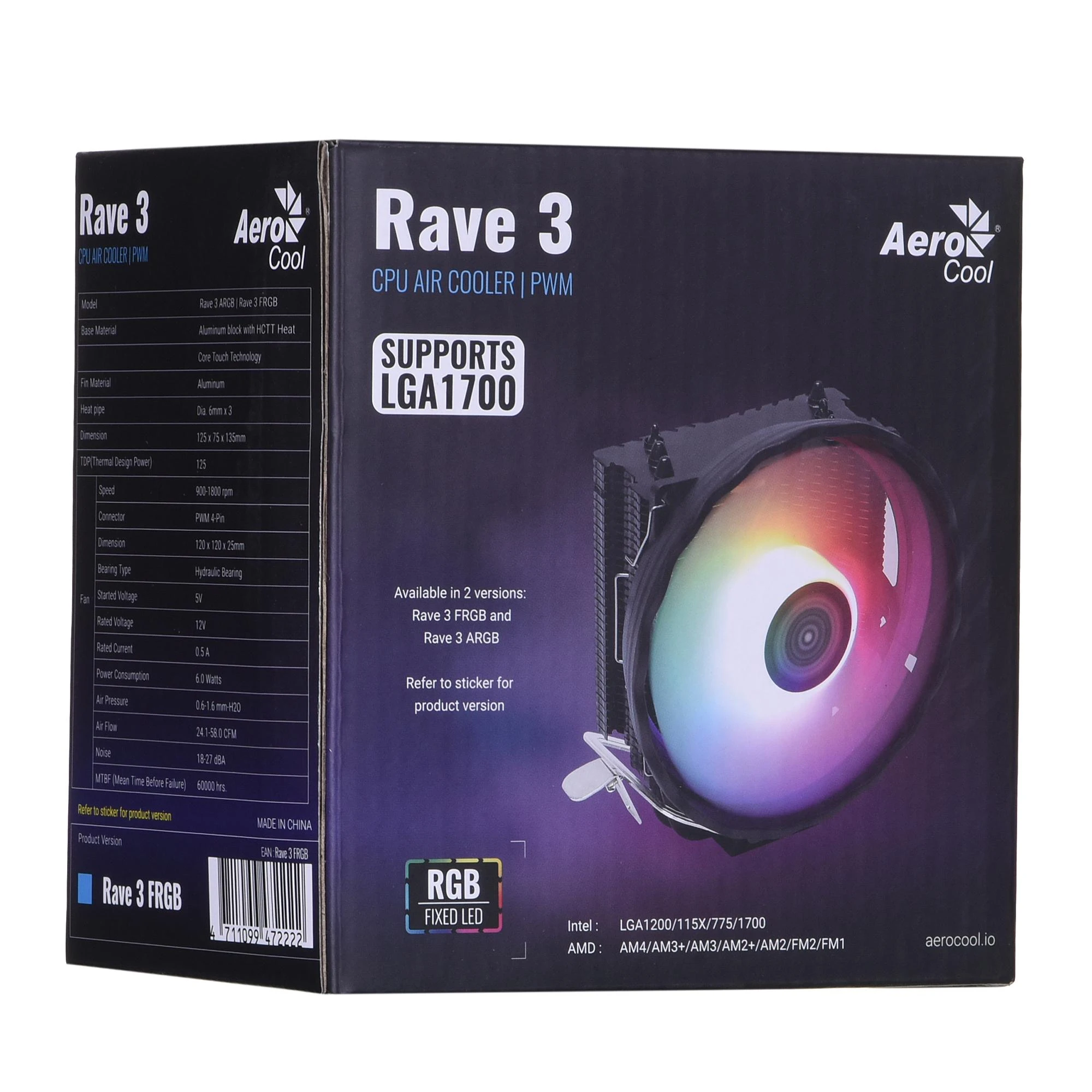 Aušinimo Ventiliatorius - Aerocool PGS Rave 3 FRGB PWM 120mm Juodas