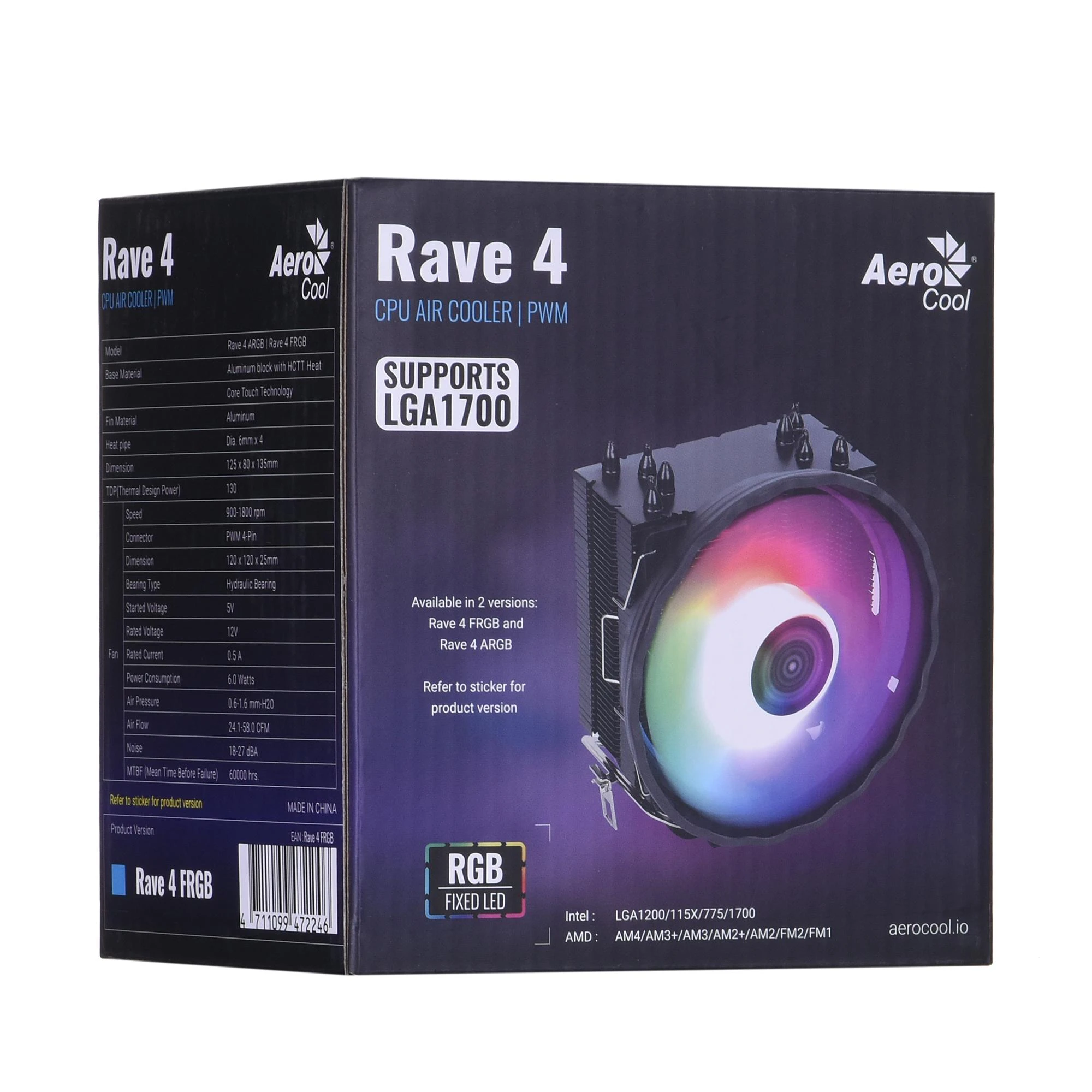 Aušinimo Ventiliatorius - Aerocool PGS Rave 4 FRGB PWM 120mm Juodas